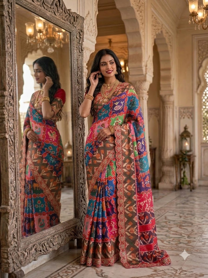 Crown of Colours Designer  Banarasi Dola Silk Saree