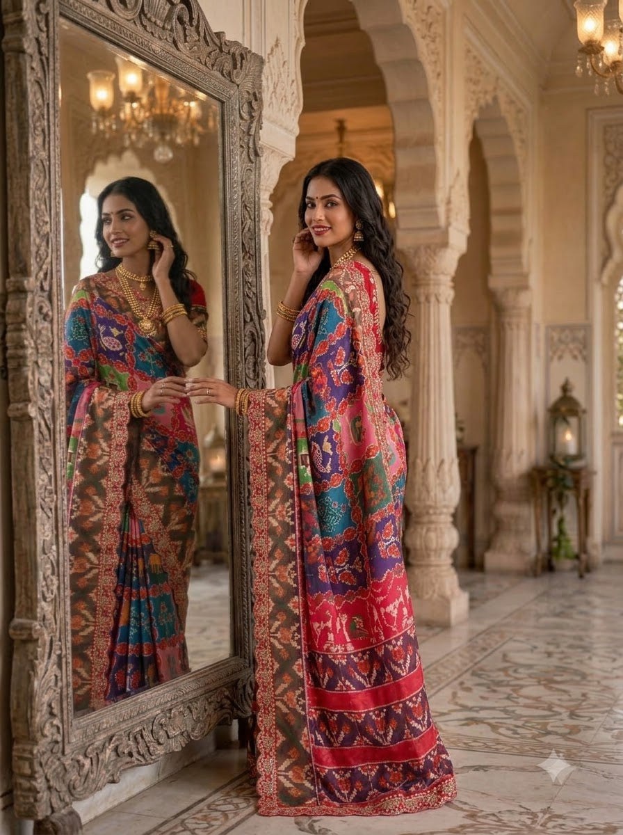 Crown of Colours Designer  Banarasi Dola Silk Saree