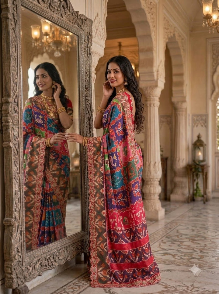 Crown of Colours Designer  Banarasi Dola Silk Saree