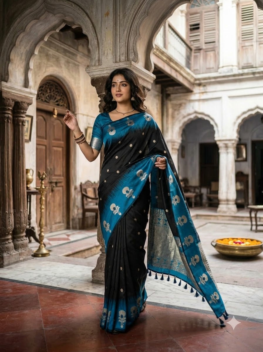 Divine Glance Banarasi  Ikkat Silk ( Semi ) Saree