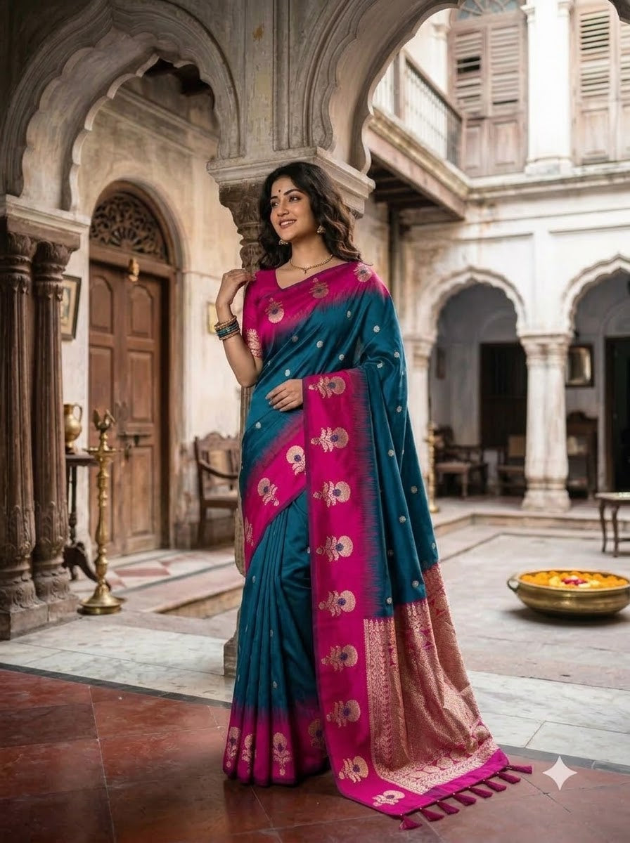 Divine Glance Banarasi  Ikkat Silk ( Semi ) Saree