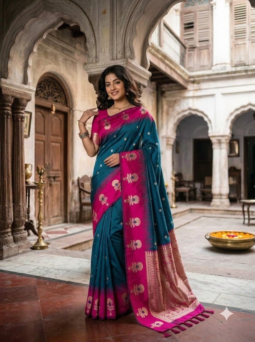 Divine Glance Banarasi  Ikkat Silk ( Semi ) Saree
