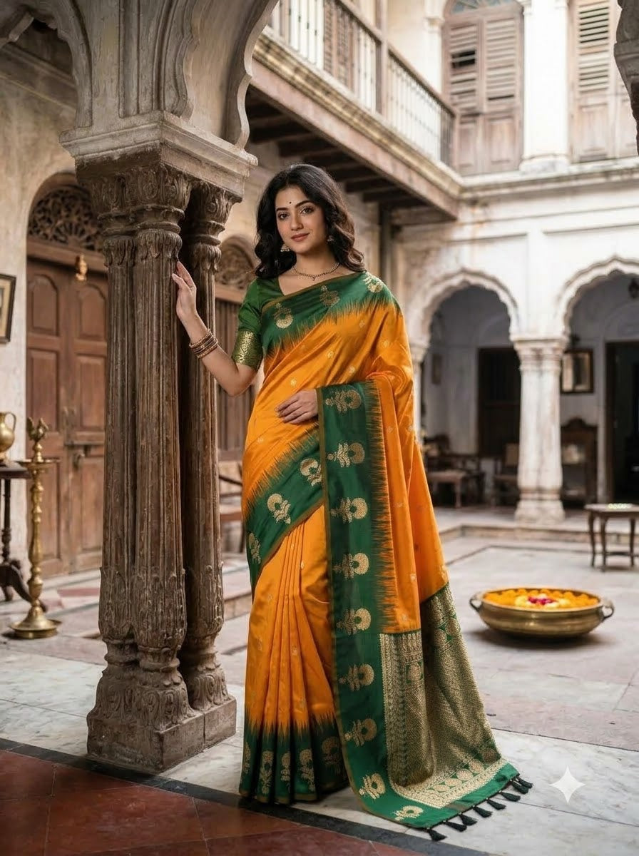 Divine Glance Banarasi  Ikkat Silk ( Semi ) Saree