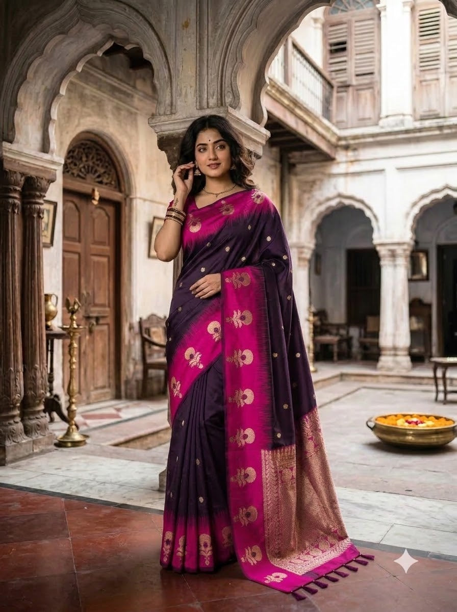 Divine Glance Banarasi  Ikkat Silk ( Semi ) Saree