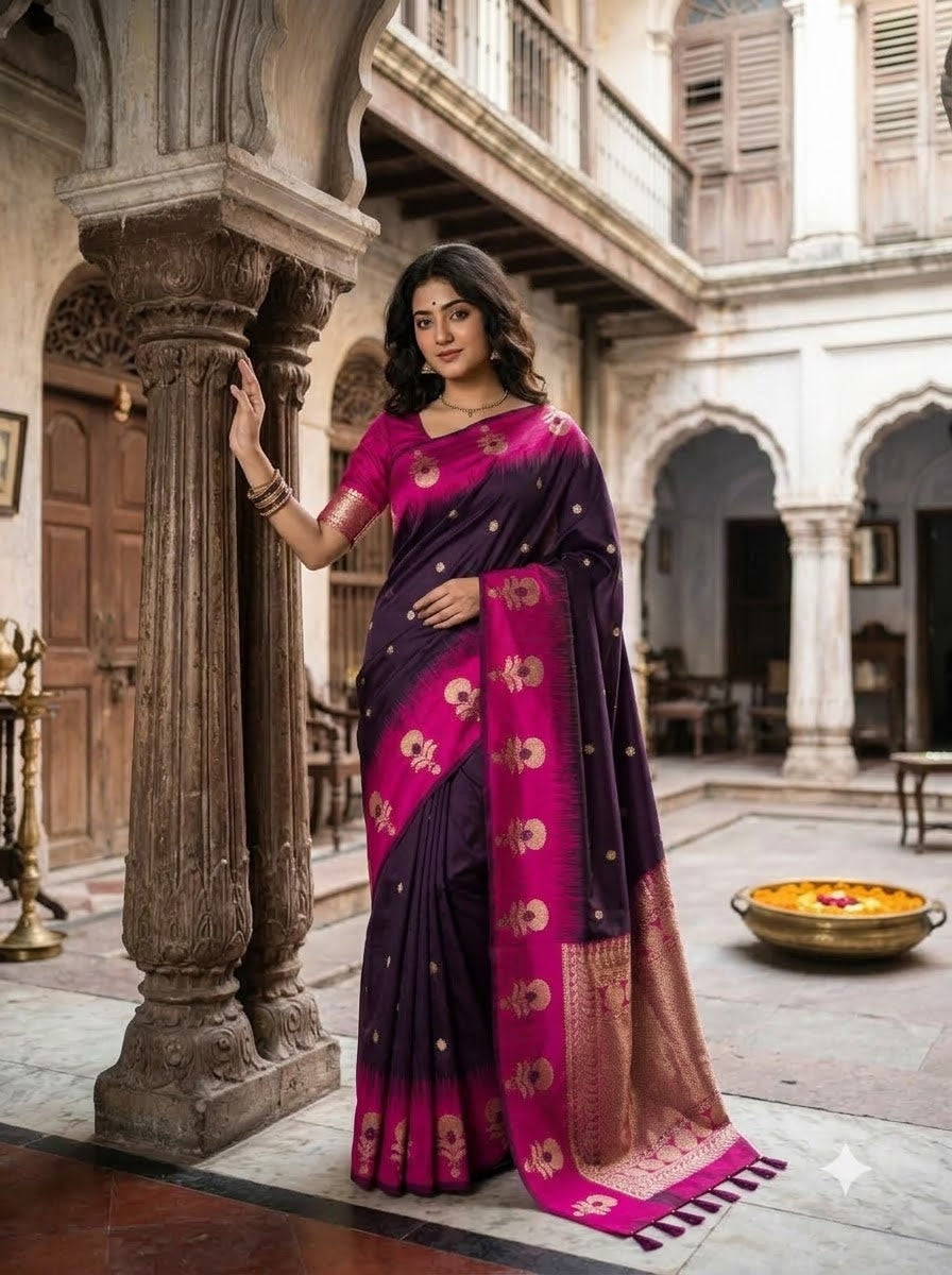 Divine Glance Banarasi  Ikkat Silk ( Semi ) Saree