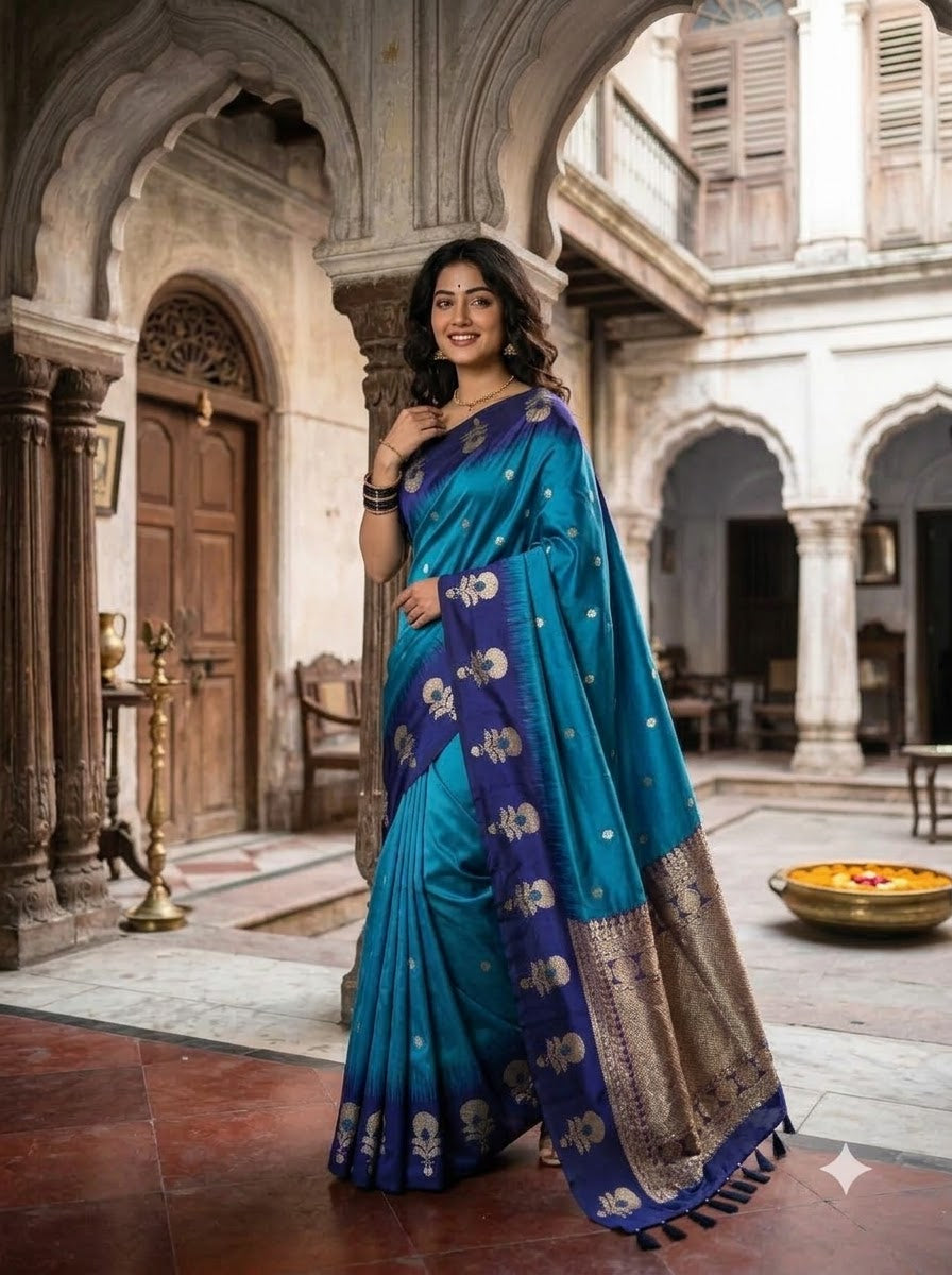 Divine Glance Banarasi  Ikkat Silk ( Semi ) Saree