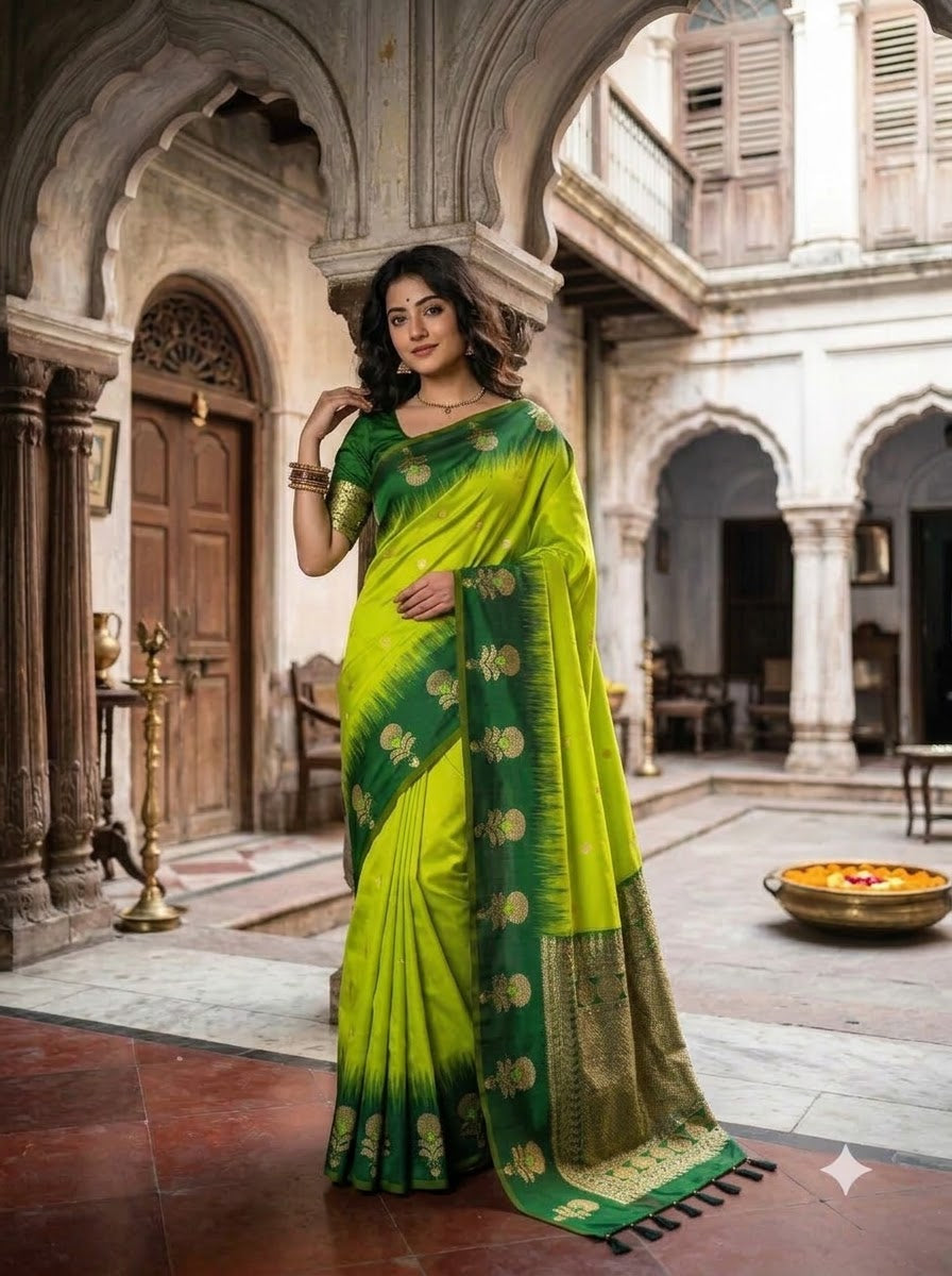 Divine Glance Banarasi  Ikkat Silk ( Semi ) Saree