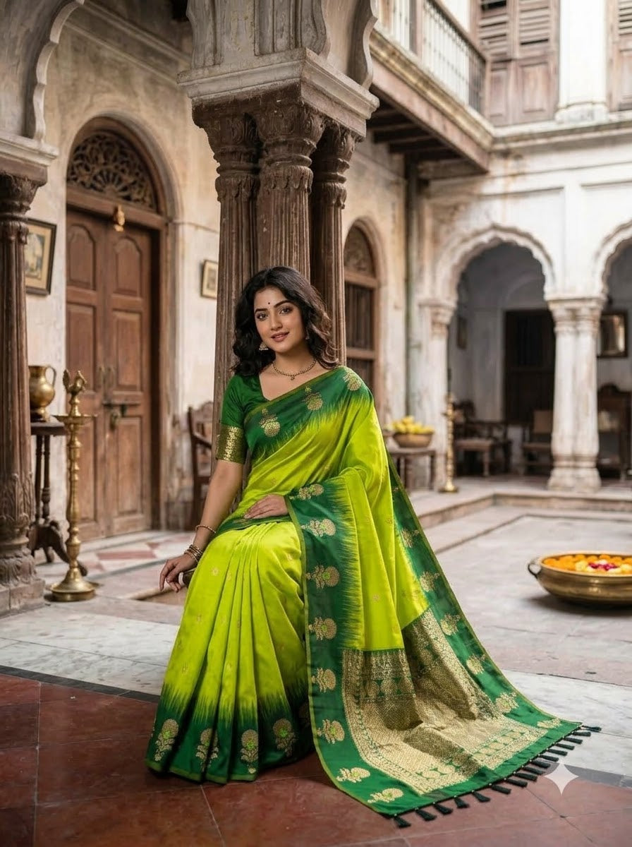 Divine Glance Banarasi  Ikkat Silk ( Semi ) Saree