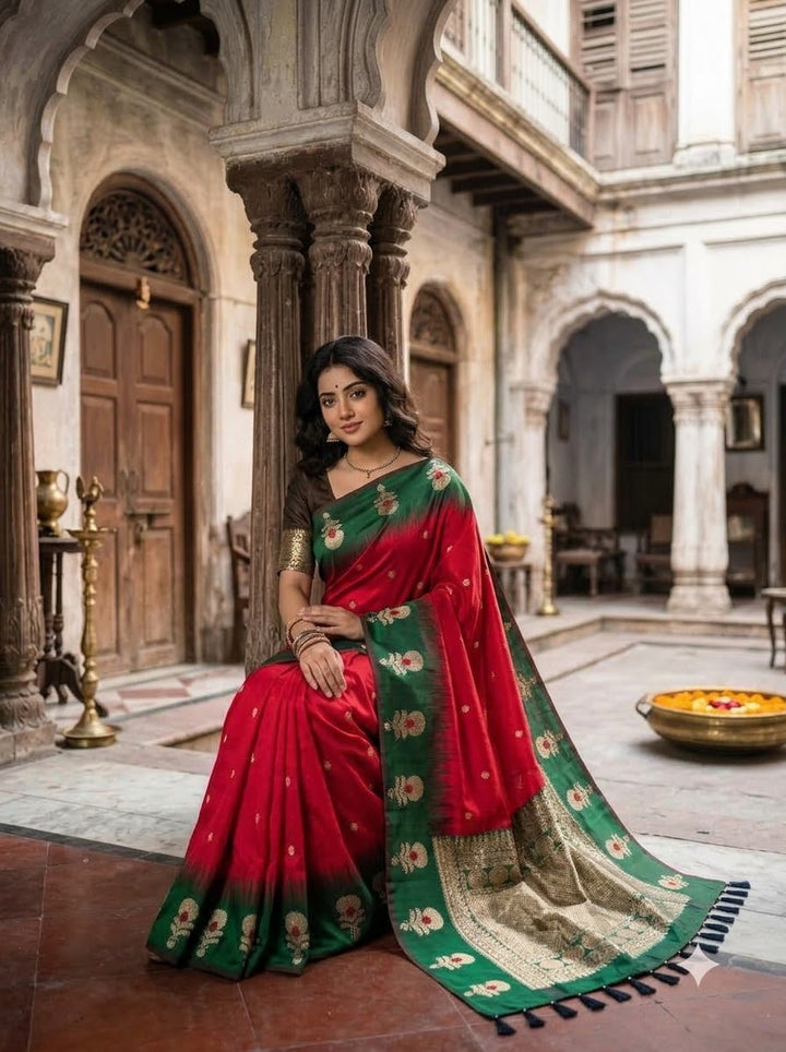 Divine Glance Banarasi  Ikkat Silk ( Semi ) Saree