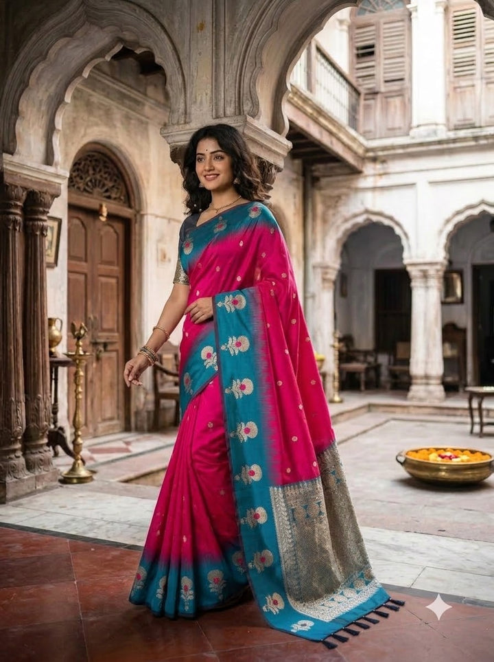 Divine Glance Banarasi  Ikkat Silk ( Semi ) Saree