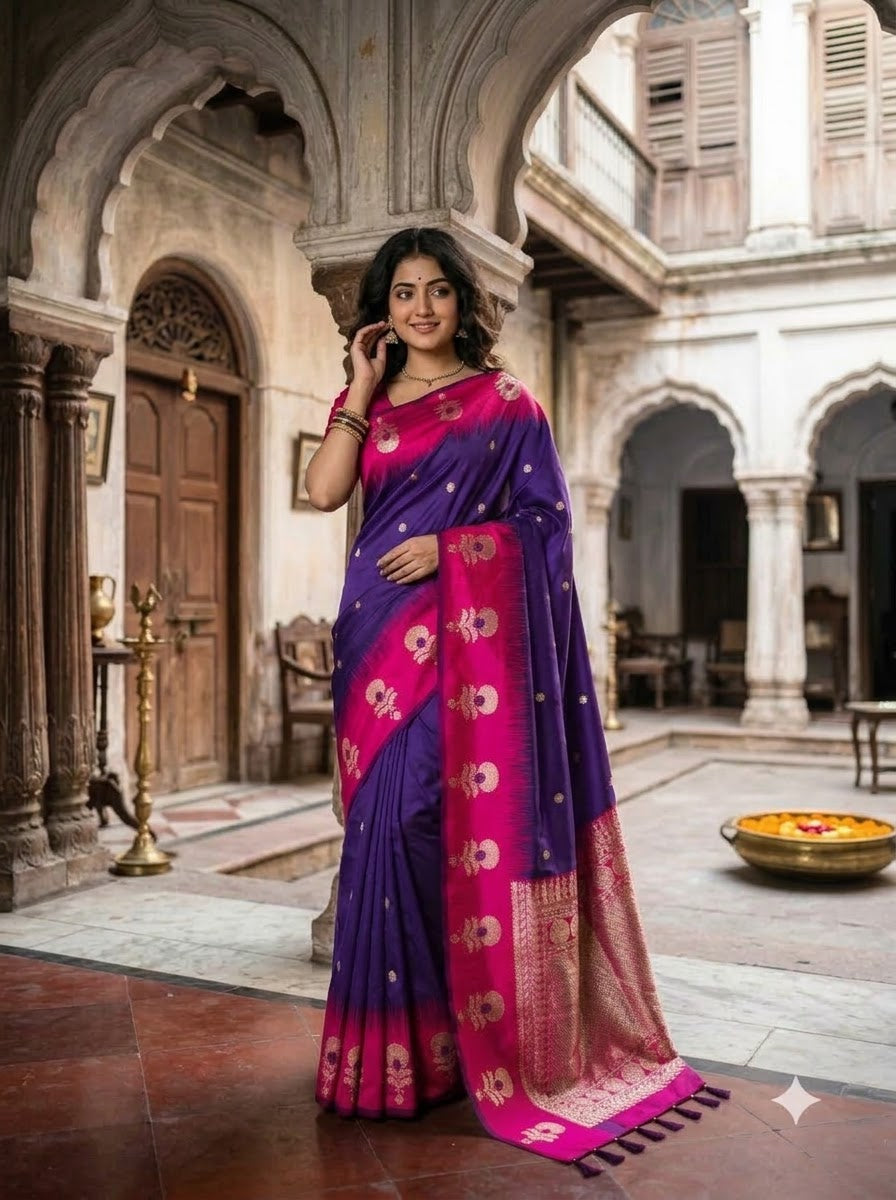 Divine Glance Banarasi  Ikkat Silk ( Semi ) Saree