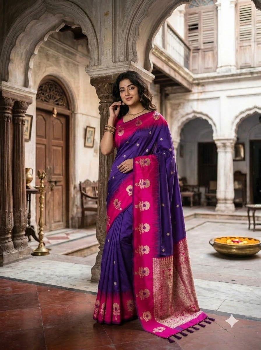 Divine Glance Banarasi  Ikkat Silk ( Semi ) Saree