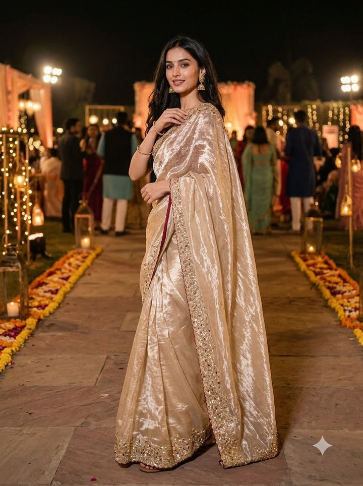 Crimson Glow  Designer Embroidery Silk Saree