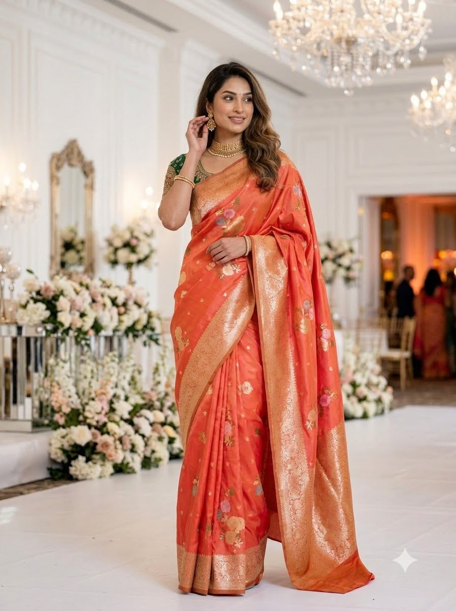 Bridal Swarna Silk Jacquard Weaving Saree