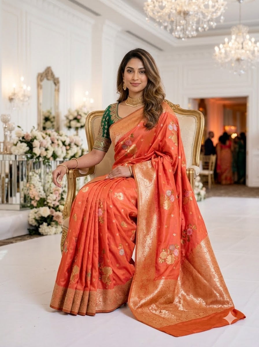 Bridal Swarna Silk Jacquard Weaving Saree