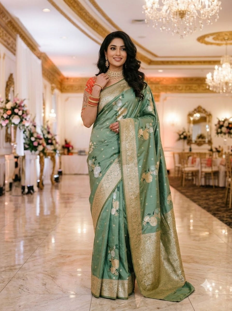 Bridal Swarna Silk Jacquard Weaving Saree
