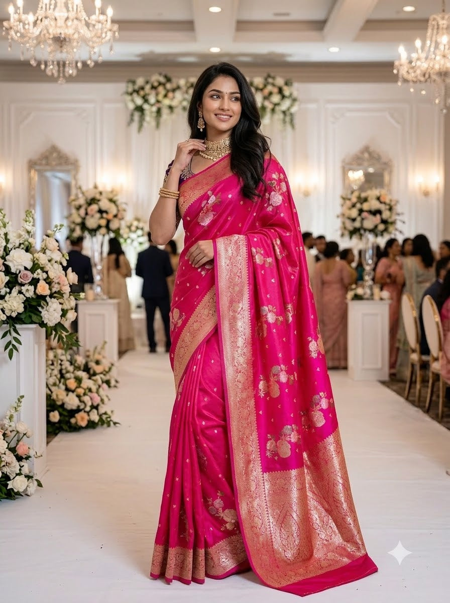 Bridal Swarna Silk Jacquard Weaving Saree