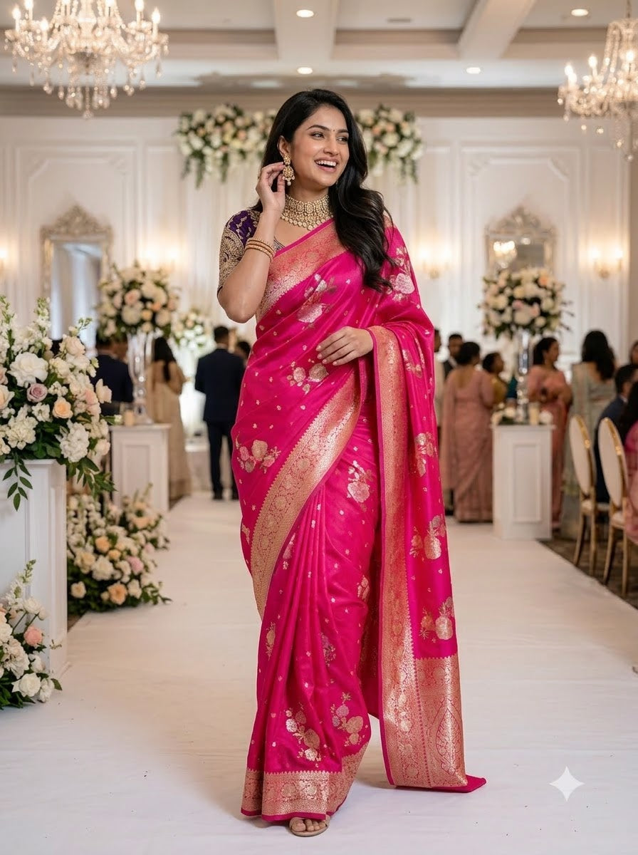 Bridal Swarna Silk Jacquard Weaving Saree