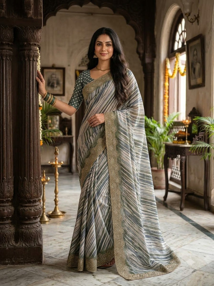 Silken Bloom Tussar Silk Saree( Semi )