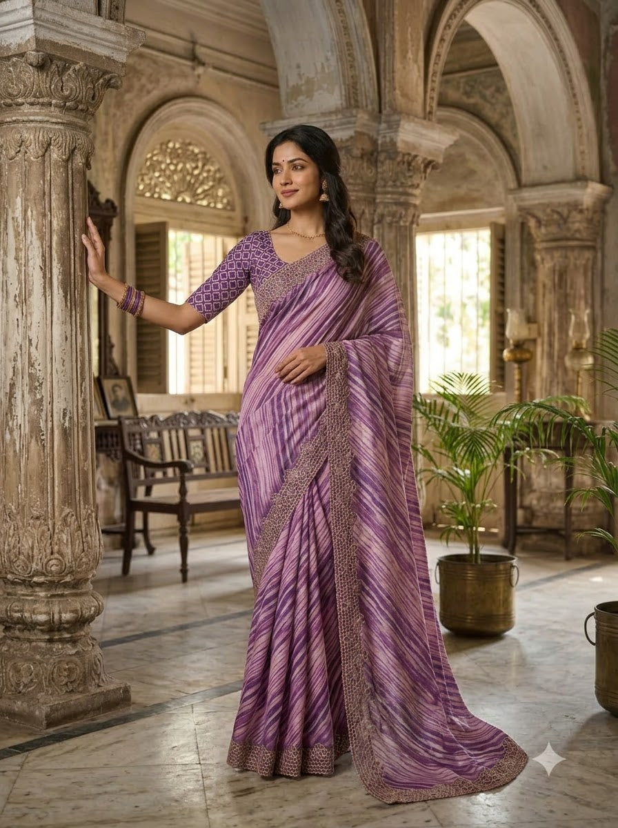 Silken Bloom Tussar Silk Saree( Semi )
