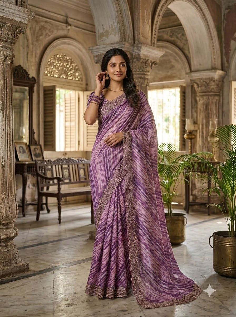 Silken Bloom Tussar Silk Saree( Semi )