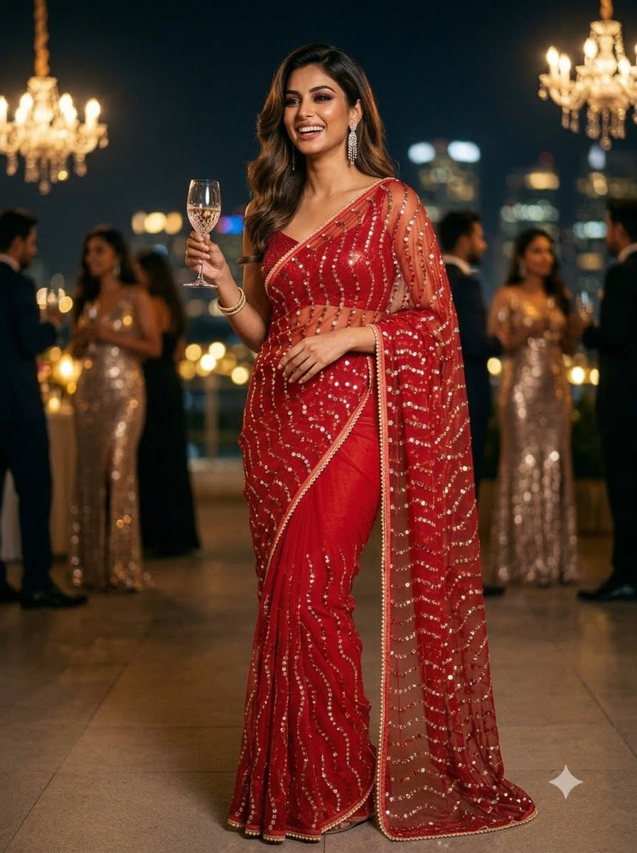 Glamour Queen Designer Net Saree