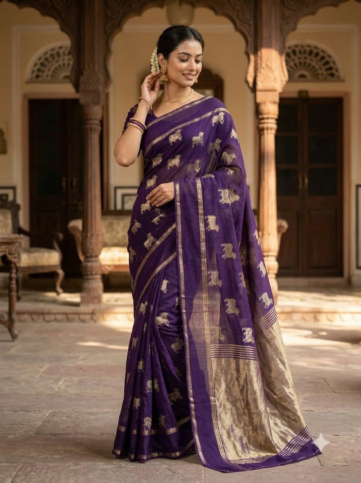 Verdant Bloom Viscose Crepe Silk Saree