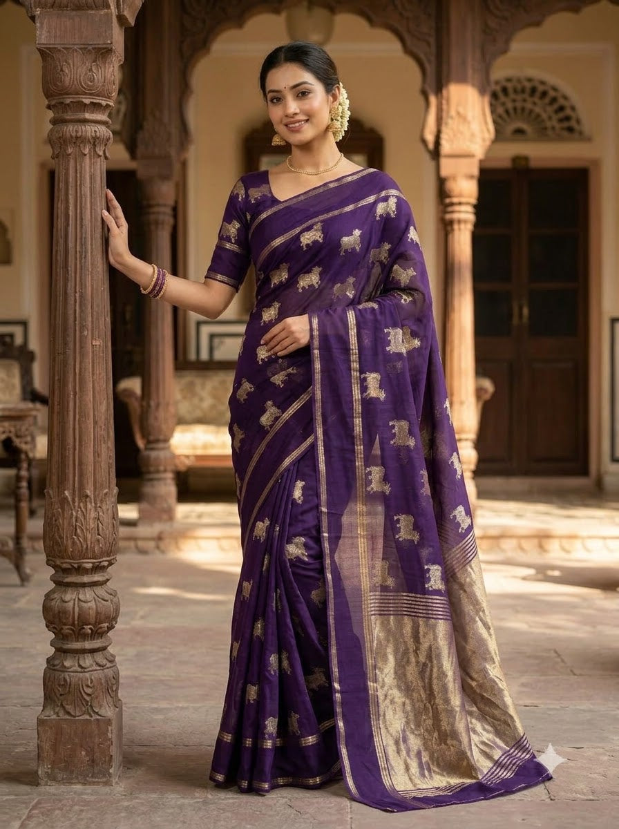 Verdant Bloom Viscose Crepe Silk Saree