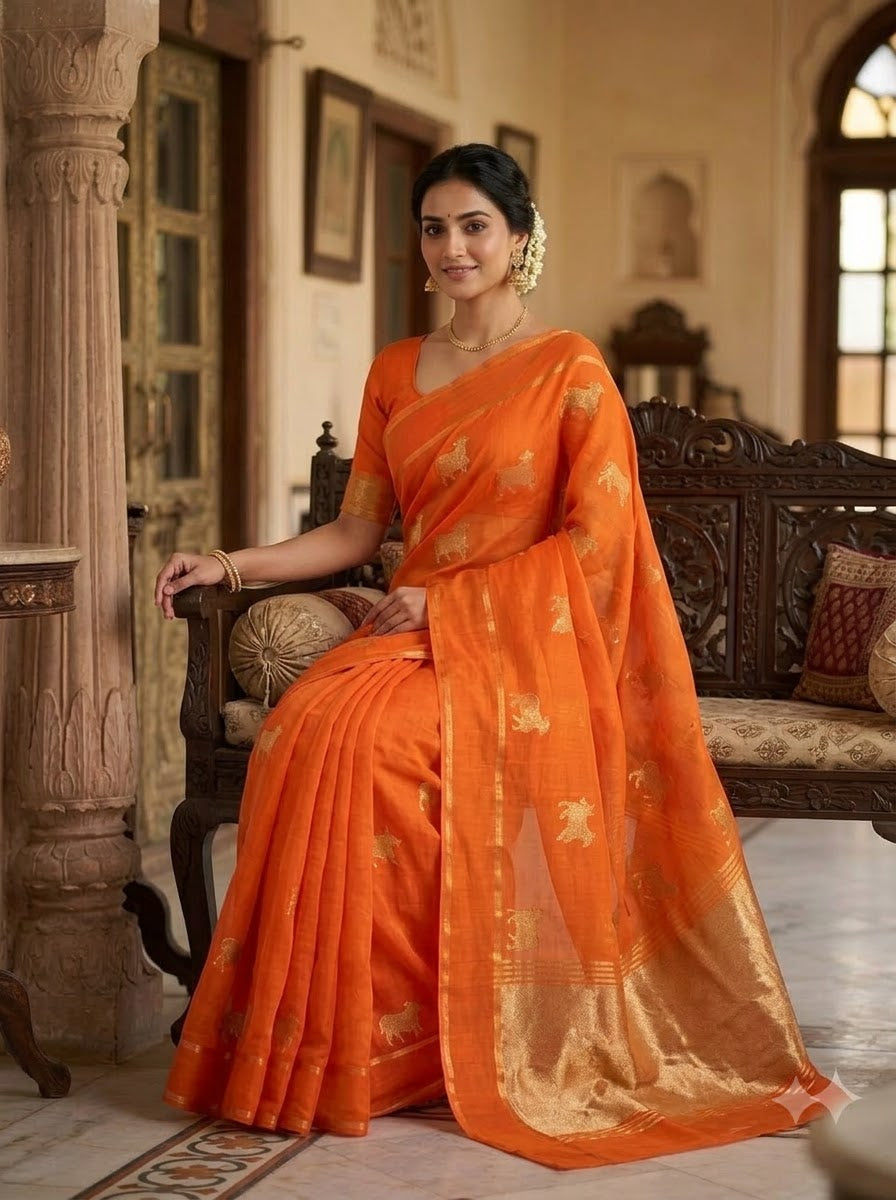 Verdant Bloom Viscose Crepe Silk Saree