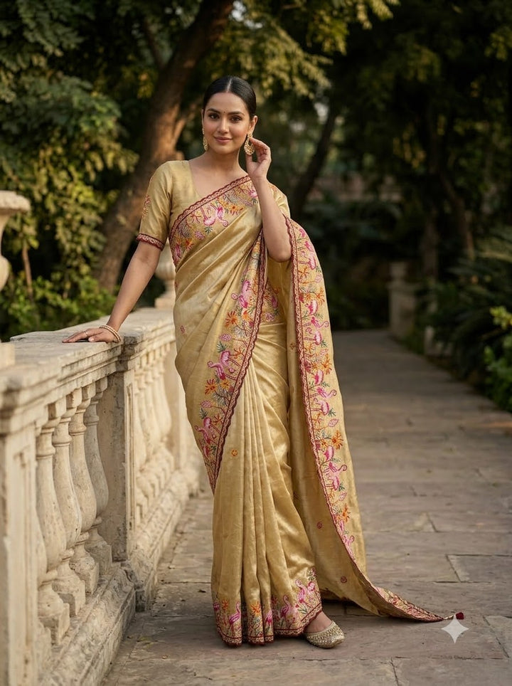 Symphony of Feathers Satin Silk Saree