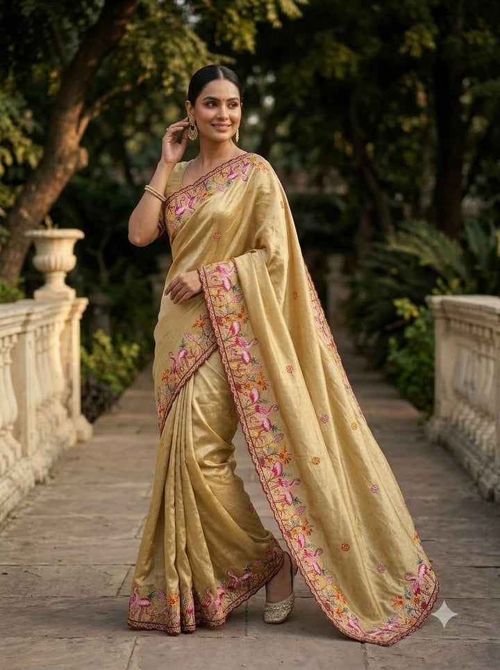 Symphony of Feathers Satin Silk Saree