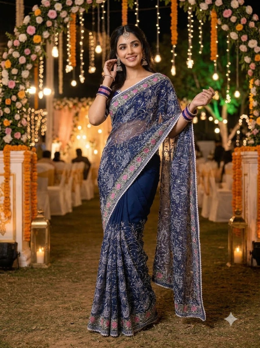 Cloudkiss Designer Georgette Saree