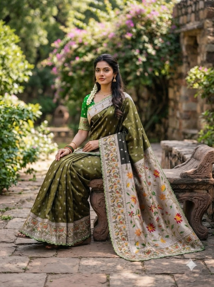 Caught Your Eye Tissu Paithani Silk Banarasi Saree