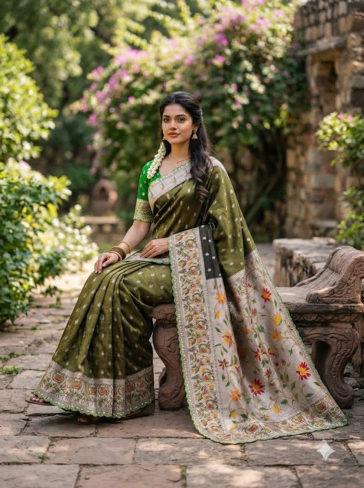Caught Your Eye Tissu Paithani Silk Banarasi Saree
