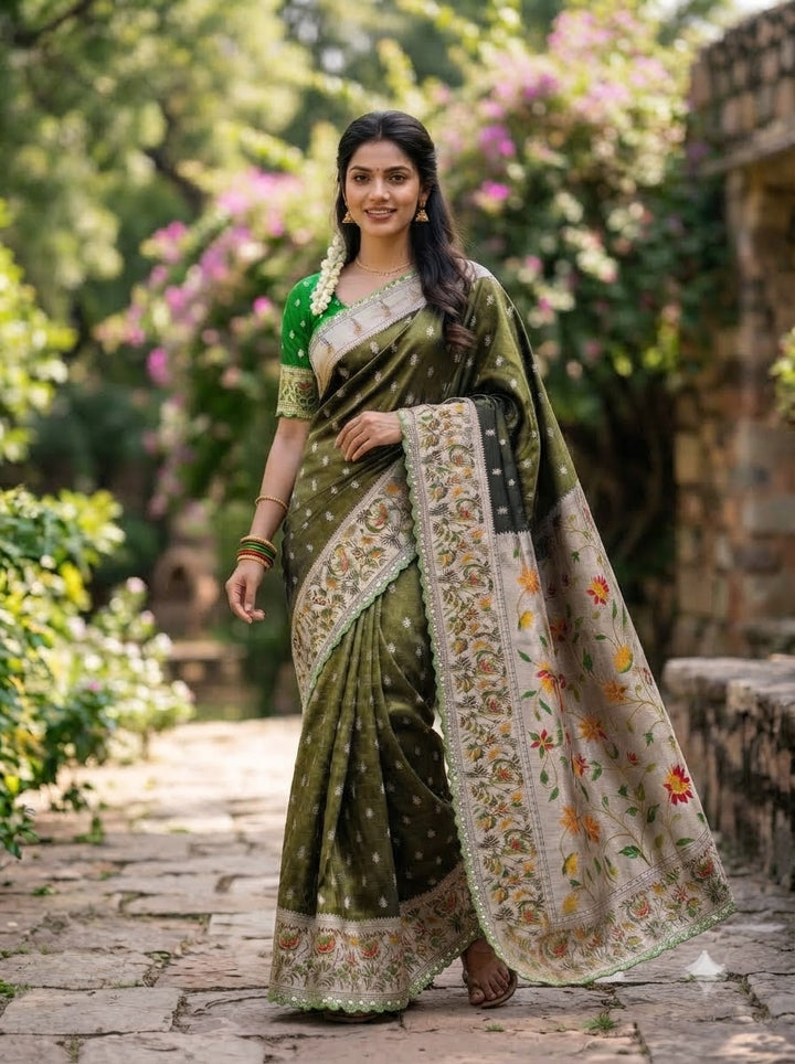 Caught Your Eye Tissu Paithani Silk Banarasi Saree