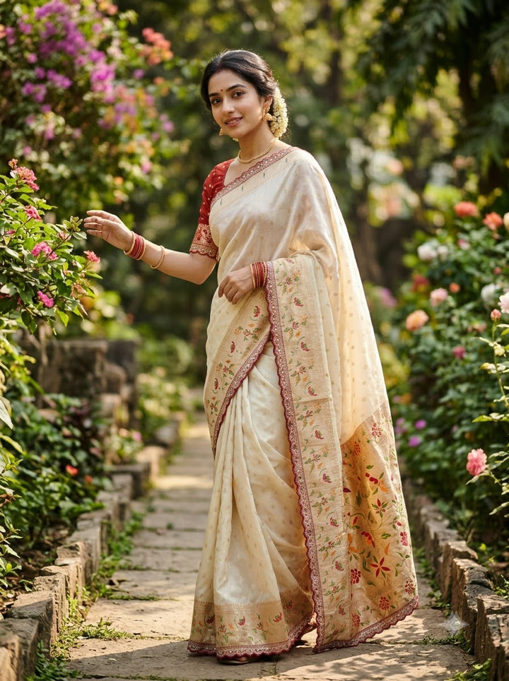 Caught Your Eye Tissu Paithani Silk Banarasi Saree