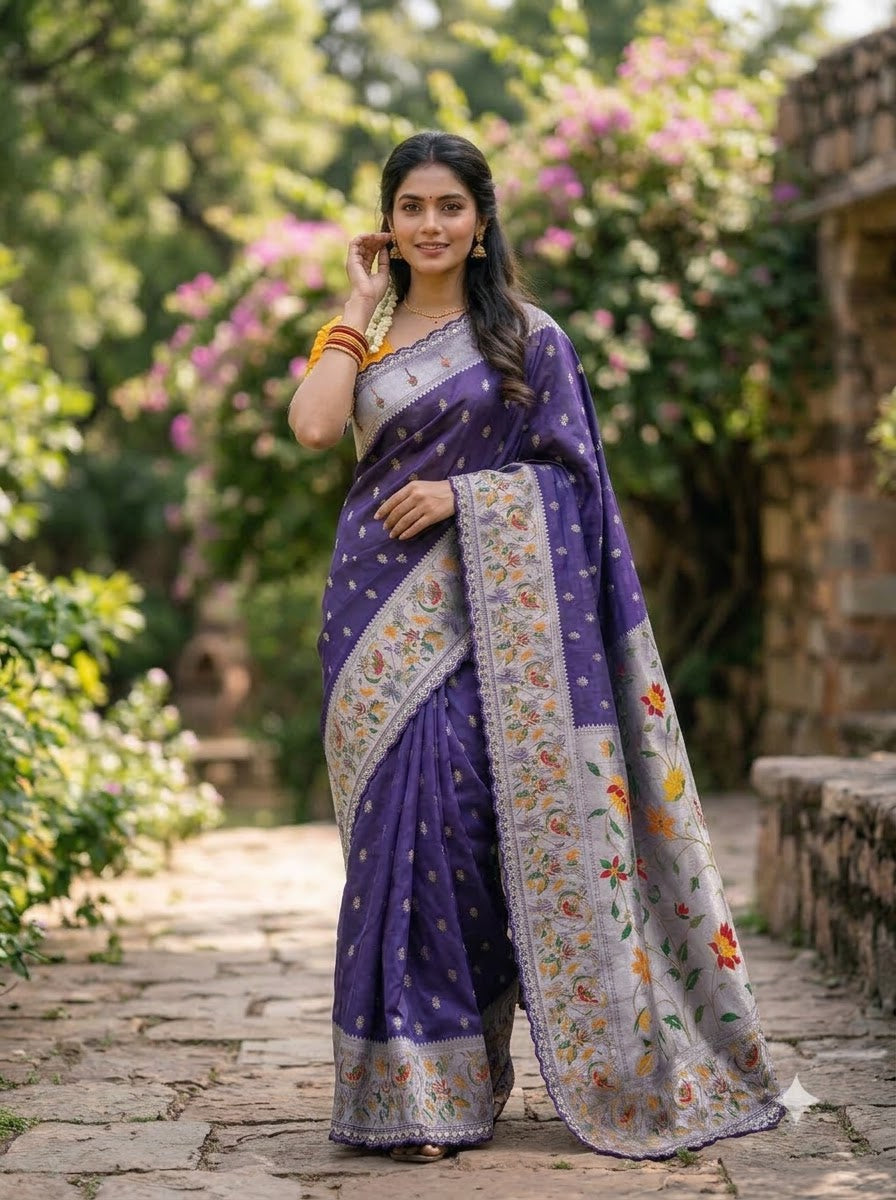 Caught Your Eye Tissu Paithani Silk Banarasi Saree