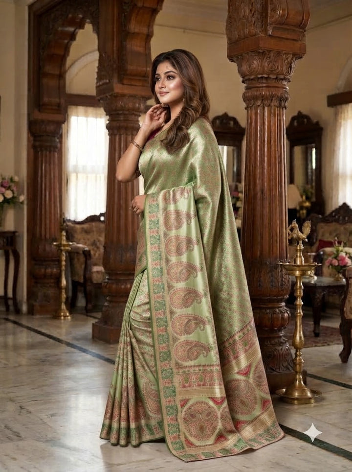 Say Less Pashmina Silk Saree with Kashmiri Work