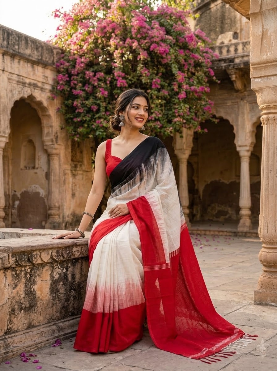 Khadi Cotton Ikkat Saree