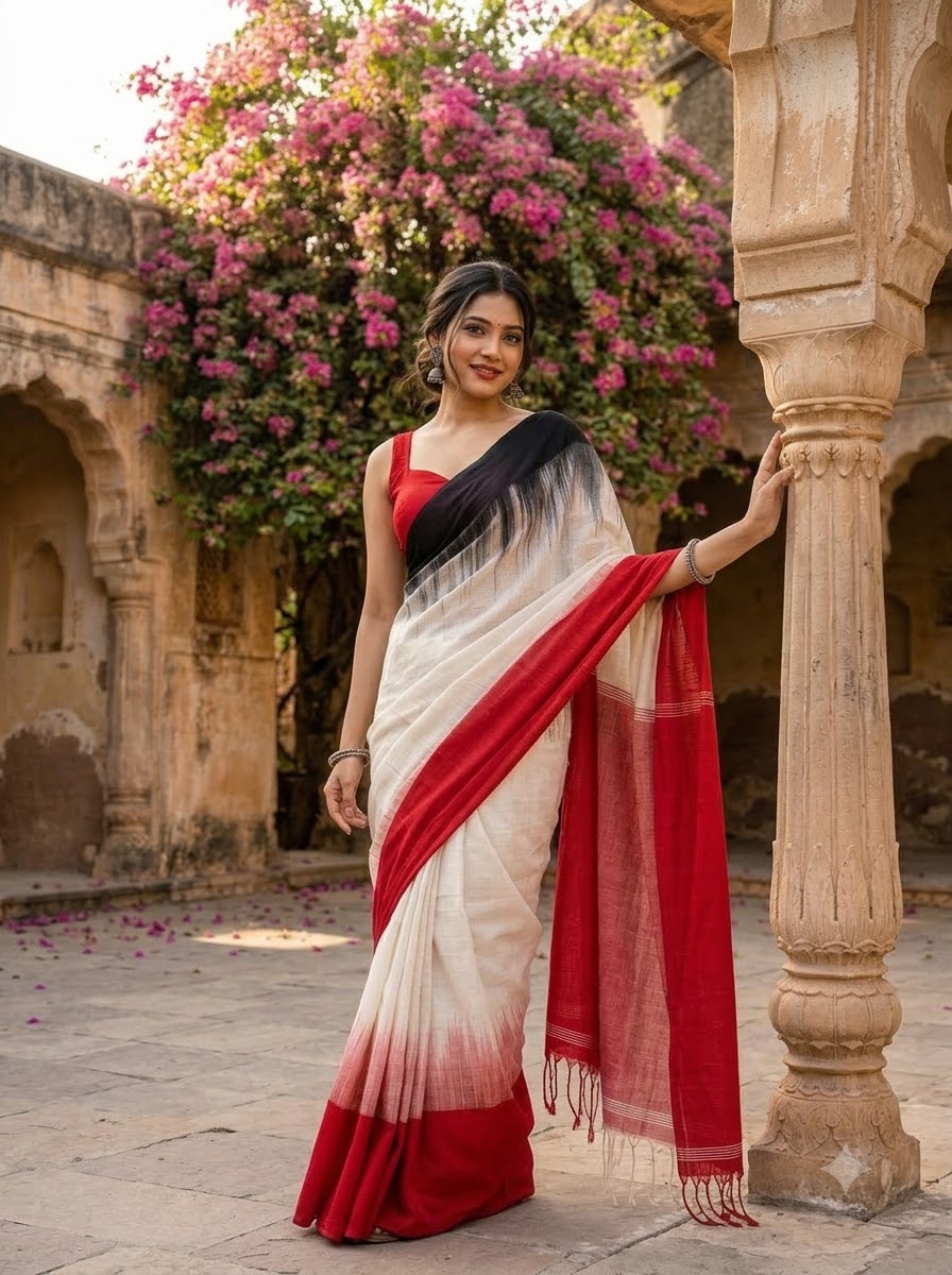 Khadi Cotton Ikkat Saree