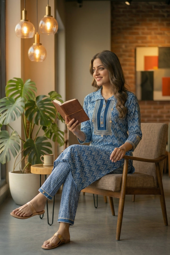 Indigo Gini Kurti Set