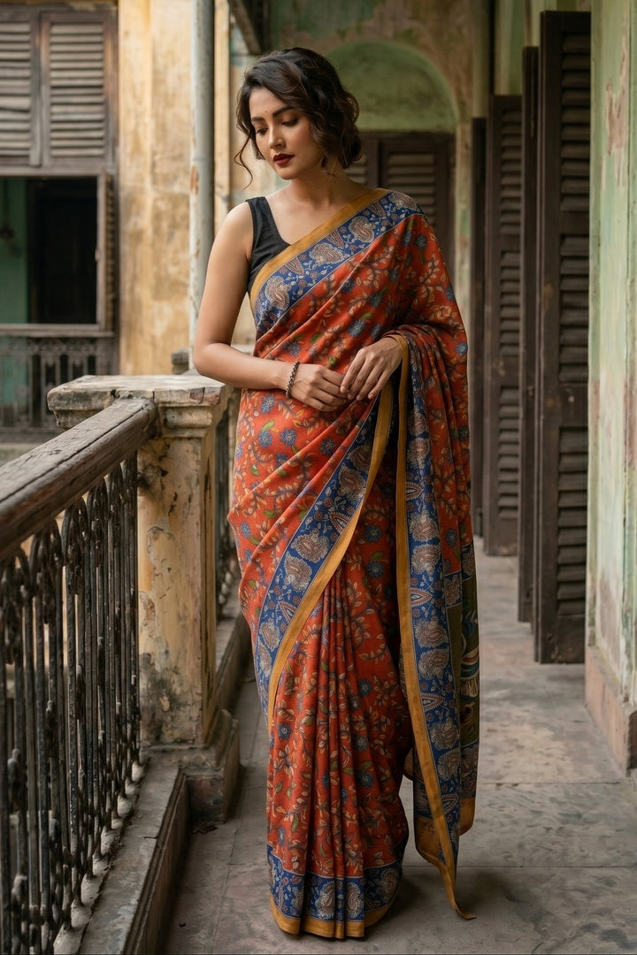 Special Kalamkari Fancy Linen Saree