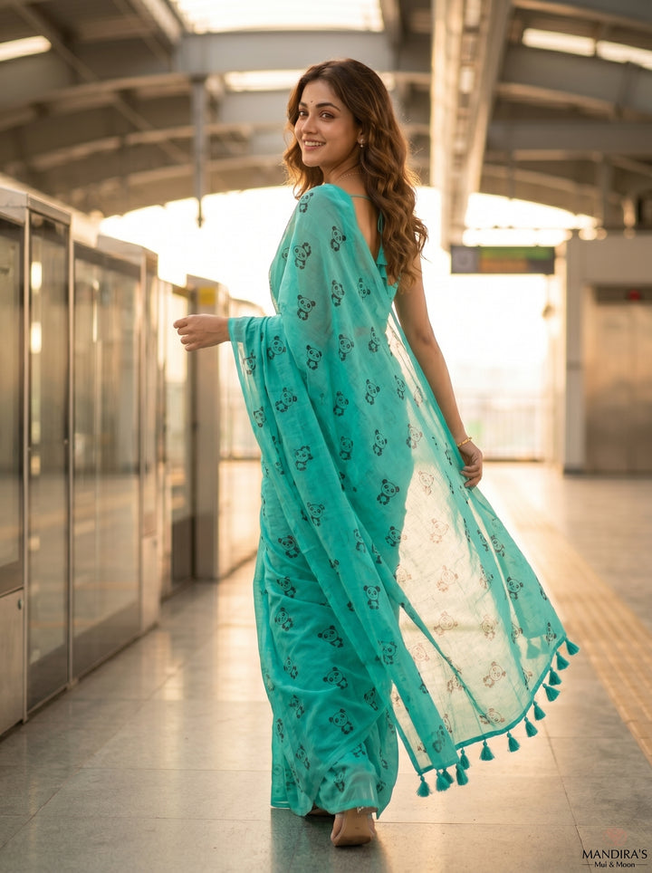 Little Panda Tale Mul Cotton Saree