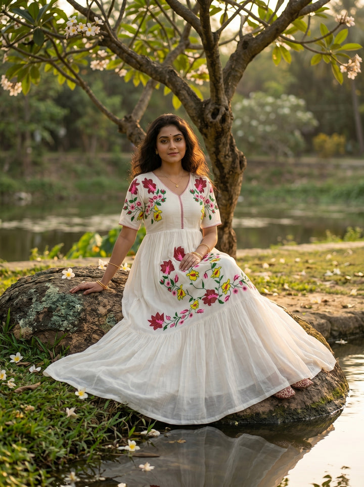 Moonflower Embroidered Dress