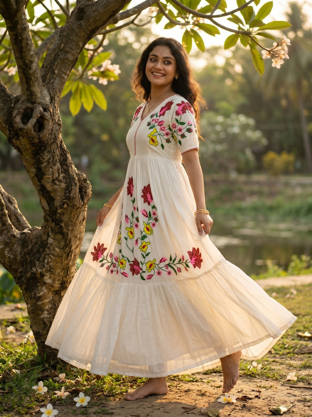 Moonflower Embroidered Dress