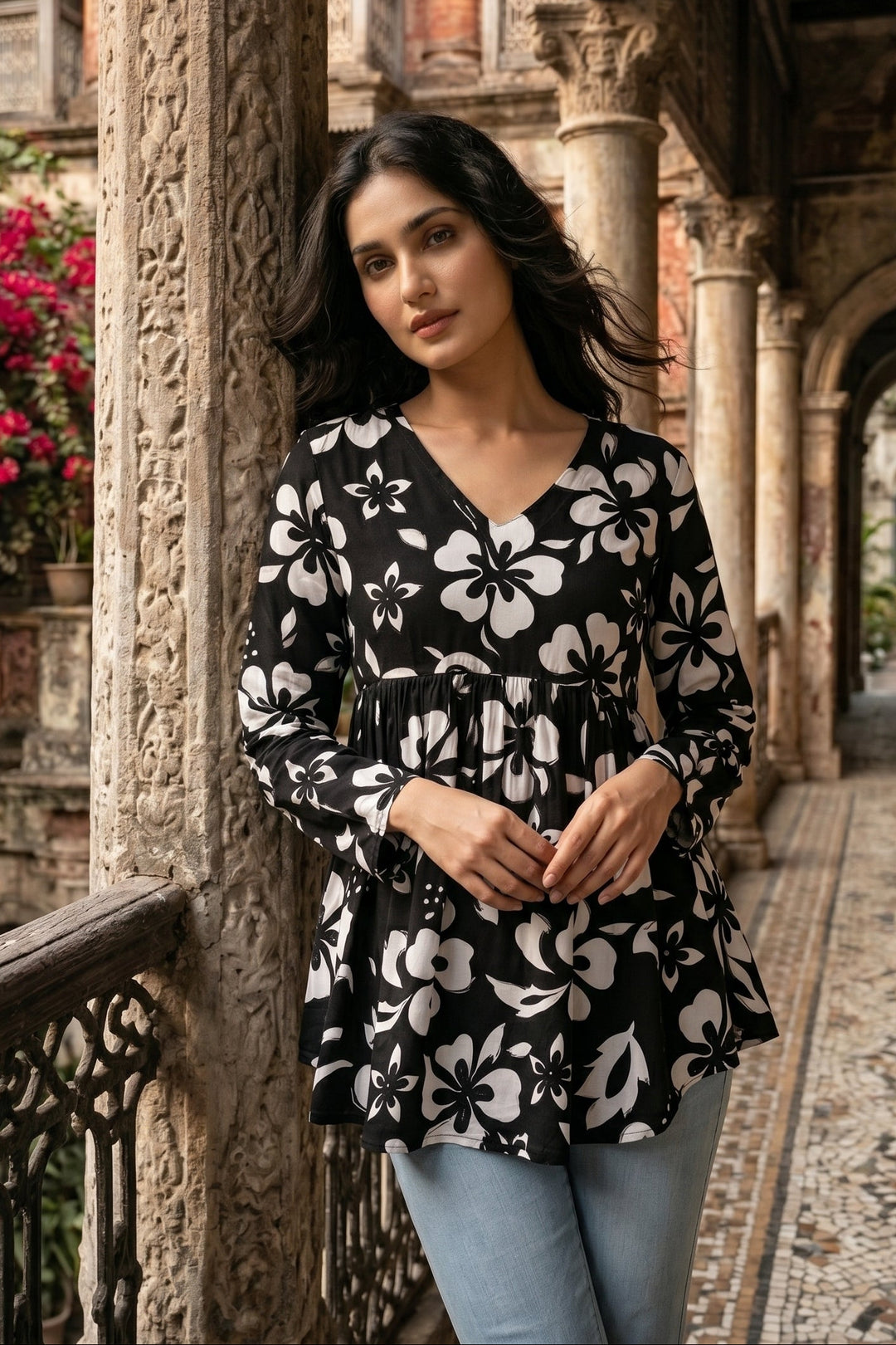 Heart's Embrace Printed Rayon Top