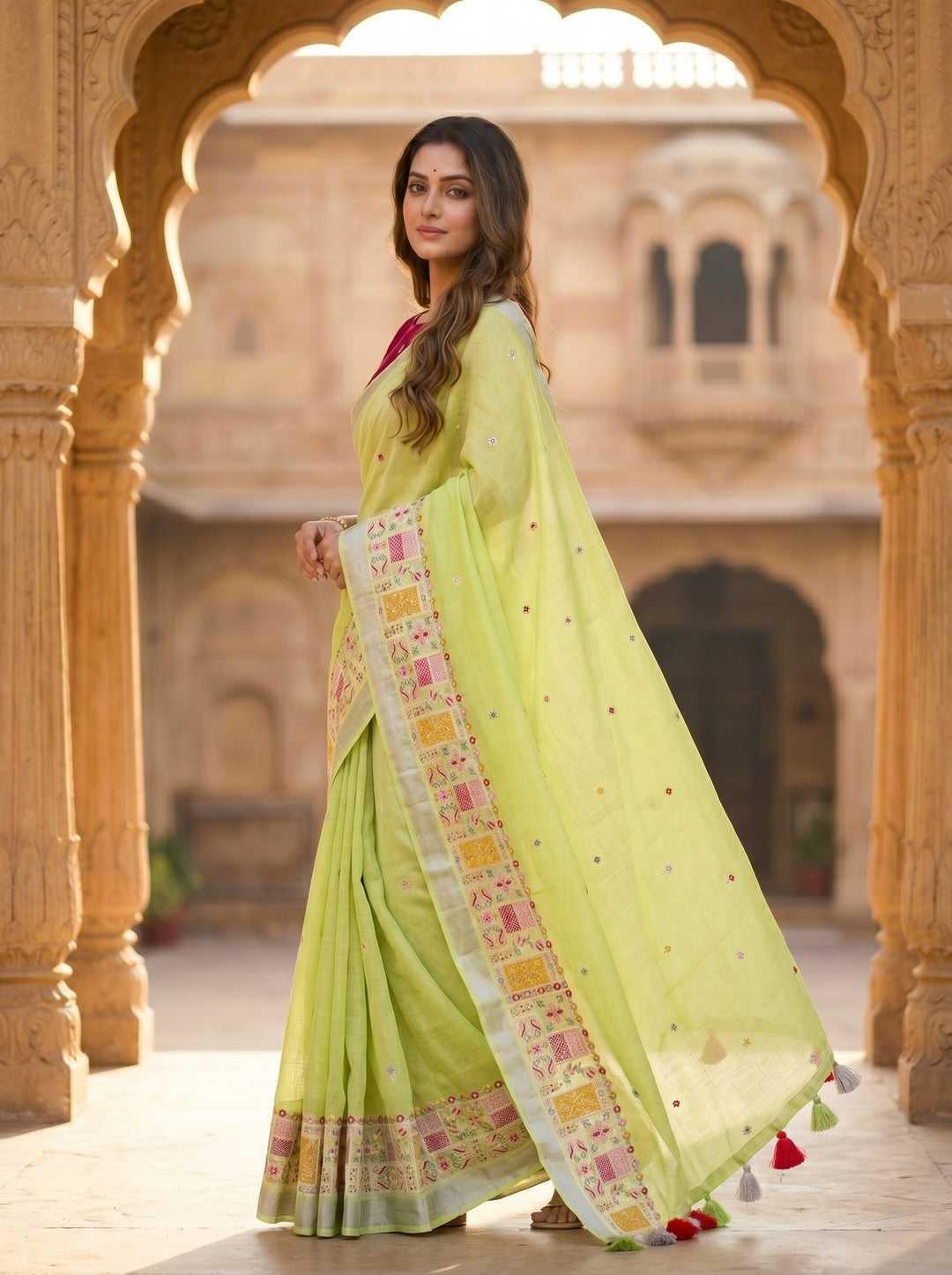 Inner Goddess- Fancy Linen Saree