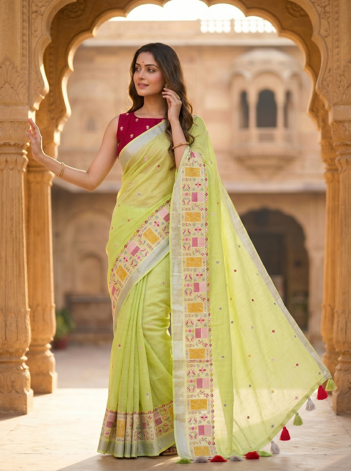 Inner Goddess- Fancy Linen Saree