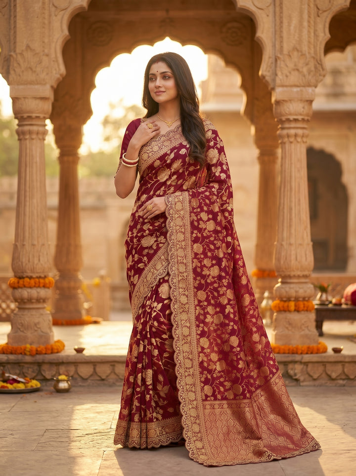 From the Gharana Banarasi Khaddi Georgette Silk