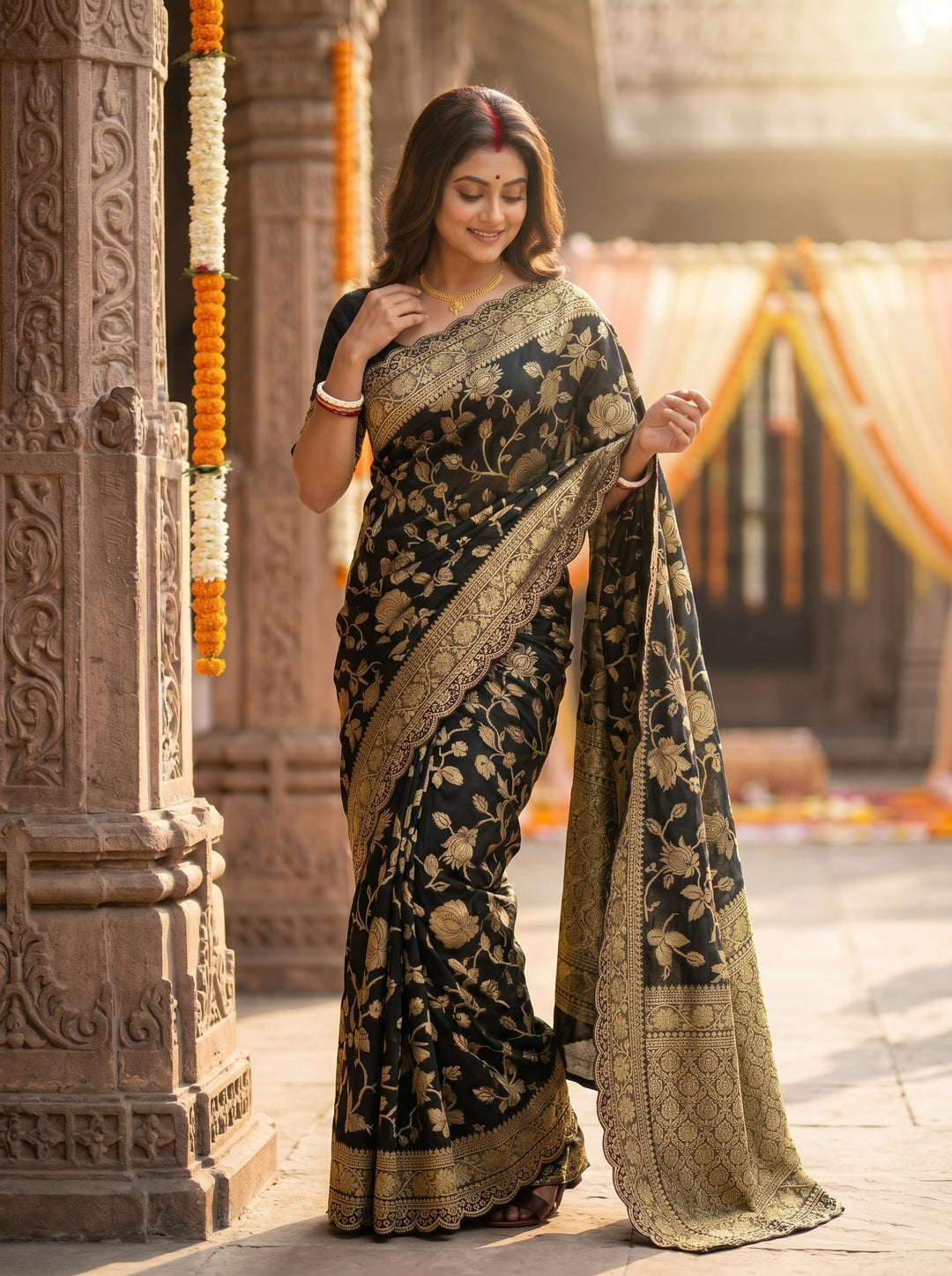 From the Gharana Banarasi Khaddi Georgette Silk